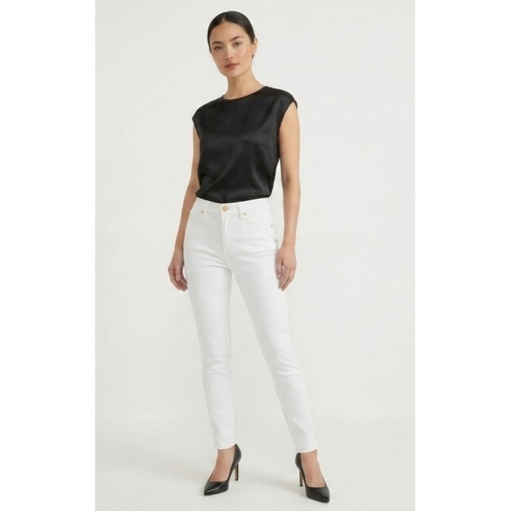 NWT Michael Michael Kors White Selma Skinny Jeans High-Rise Size 12P
